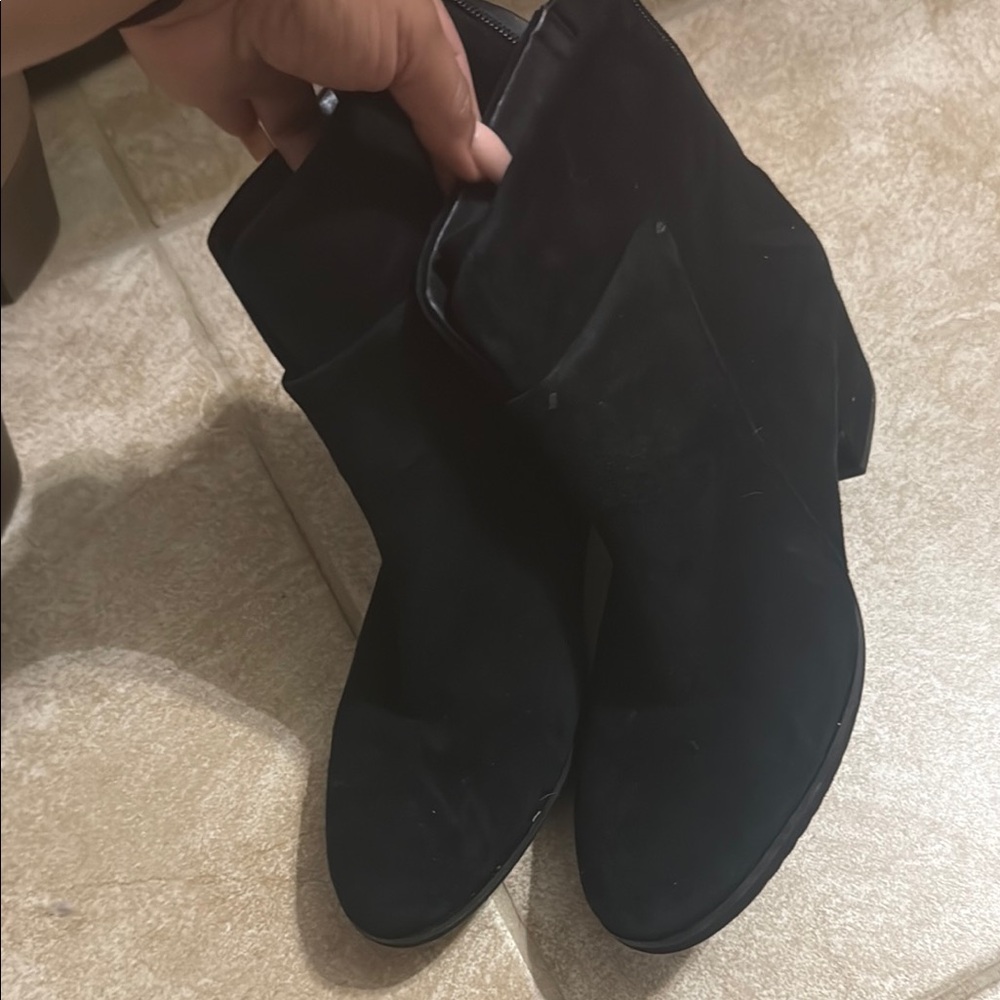 Vaneli Black Ankle Booties Suede Slip-On